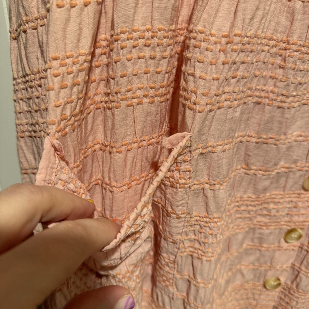 Polagram Plaid Short Sleeve Dress Pink Orange Boho Preppy Relaxed Plus Size 1X - Picture 4 of 7